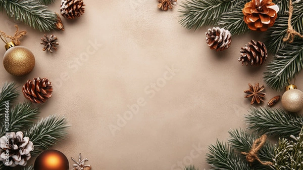 Fototapeta New Year festival background in evocative soft brown tones, with space for text