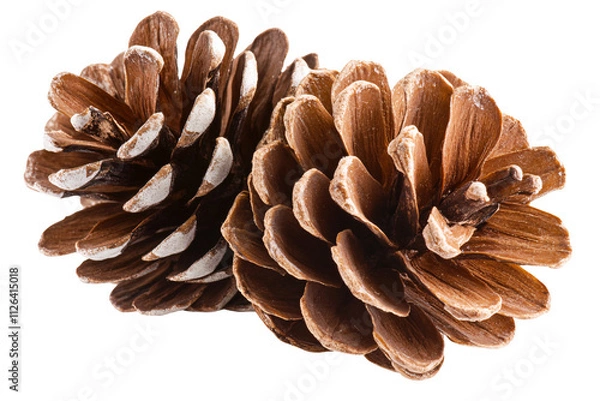 Fototapeta two brown pine cones on a white background