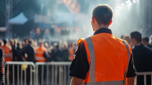 Obraz A member of a security team at a public event.