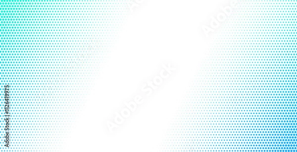 Fototapeta Halftone blue dotted background. Abstract vector gradient dotted textured corners