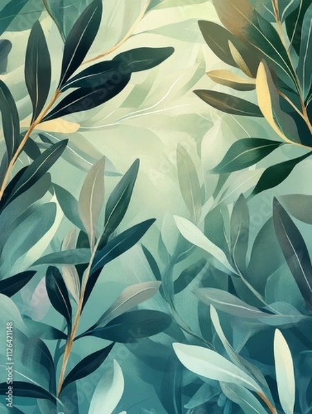 Fototapeta Beautiful Wedding Invitation Background with Soft Green and Boho Chic Illustration, perfect for wedding stationery, invitations, and decor Generative AI