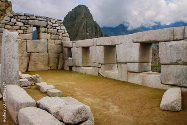 Fototapeta Temple of the Three Windows at Machu Picchu in Peru
