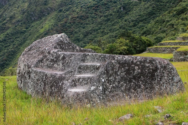 Fototapeta Funerary Stone at Inca citadel Machu Picchu in Peru