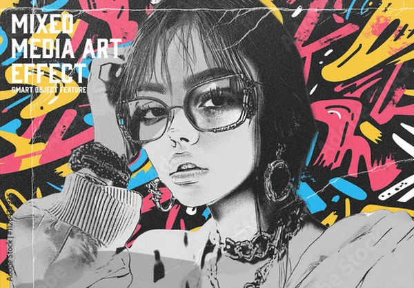 Obraz Mixed Media Art Effect with Generative AI