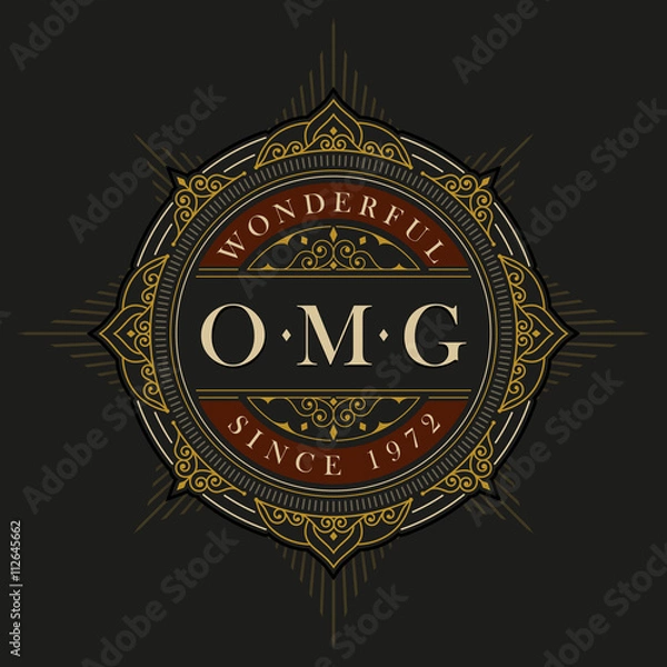 Fototapeta Vector luxury monogram design template