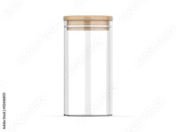 Fototapeta Blank glass storage jar mockup template 3d illustration.