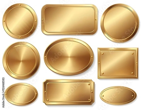 Fototapeta set of gold silver medals