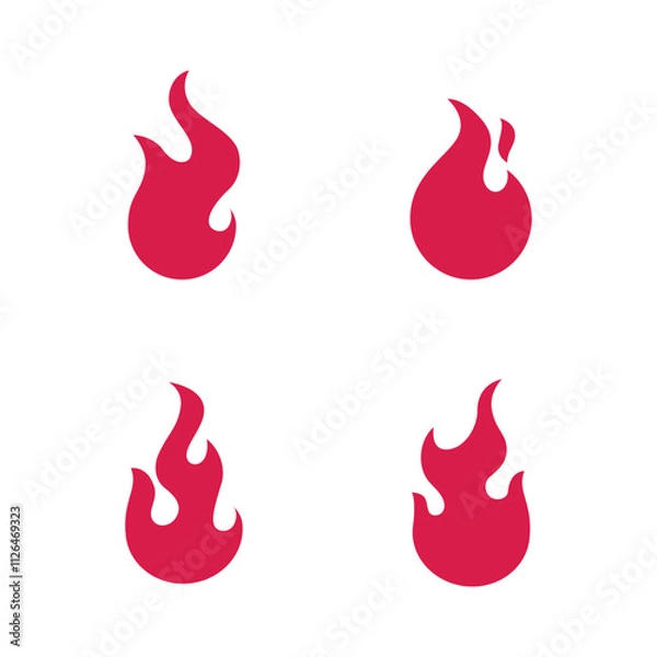 Obraz set of fire icons in white background