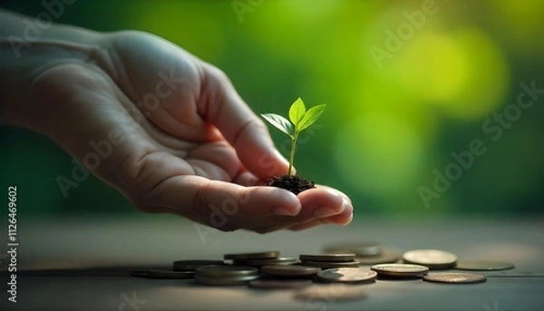 Fototapeta coins in hand