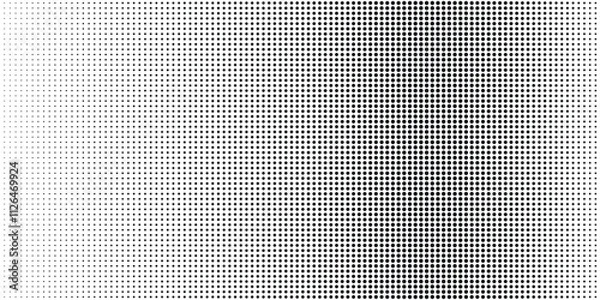 Fototapeta Halftone gradient. Dotted gradient, smooth dots spraying and halftones dot background seamless horizontal geometric pattern vector template set.