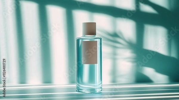 Fototapeta Minimalist perfume bottle with shadow play