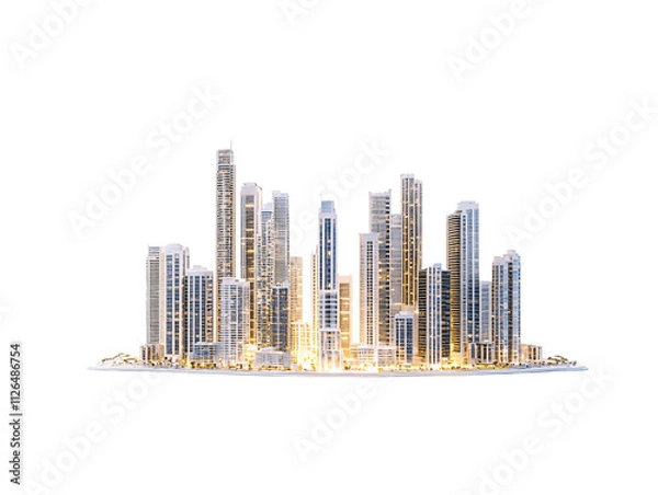 Fototapeta a city skyline with many tall buildings