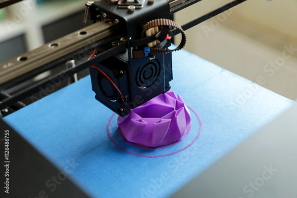 Fototapeta 3D prototyping of a part, creating a model on a 3D printer. Engineering sample