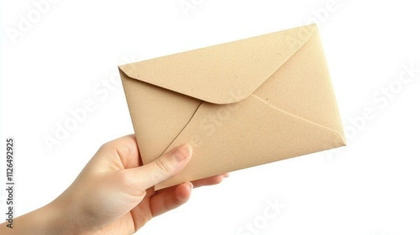 Fototapeta Blank Envelope Held by Woman s Hand in Minimalist Studio Setting