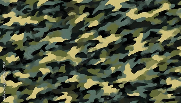Fototapeta camouflage texture, dark background, military print, pattern, khaki color, stylish design