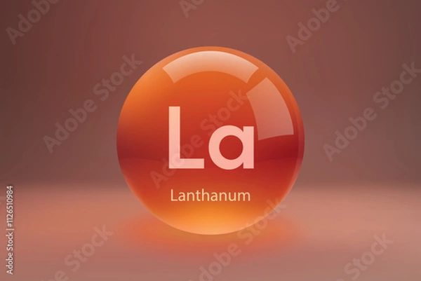 Fototapeta Glossy sphere with Lanthanum symbol
