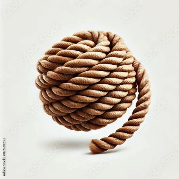 Obraz brown rope bundle on white background