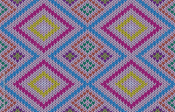Fototapeta Tribal vector ornament. Seamless African pattern. Ethnic carpet with chevrons. Aztec style. Geometric mosaic on the tile, majolica. Ancient interior. Modern rug. Geo print on textile. Kente Cloth.
