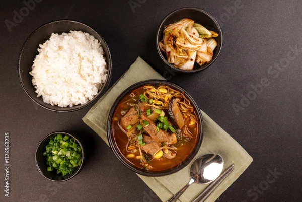 Obraz Yukgaejang is a Traditional Korean Spicy Beef Soup. 