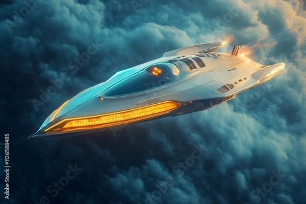 Fototapeta Fantasy world. spaceship, U.F.O, Generative AI