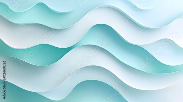 Fototapeta Abstract Blue and White Wavy Paper Design