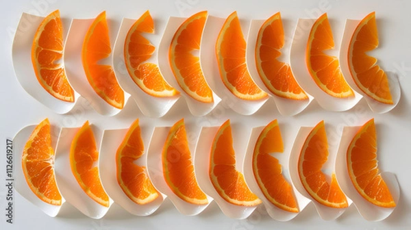 Fototapeta Slices of Orange Isolated on White Background,Orange is an Asian fruit.Has a sweet and sour taste,Is a fruit for health, increase vitamin C to the body

