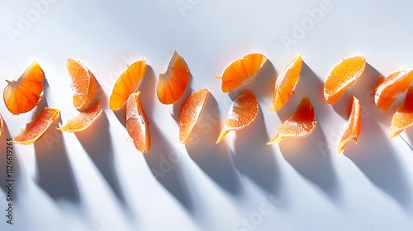 Fototapeta Slices of Orange Isolated on White Background,Orange is an Asian fruit.Has a sweet and sour taste,Is a fruit for health, increase vitamin C to the body
