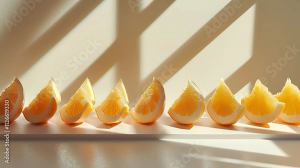 Fototapeta Slices of Orange Isolated on White Background,Orange is an Asian fruit.Has a sweet and sour taste,Is a fruit for health, increase vitamin C to the body

