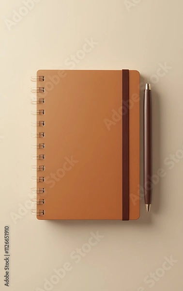 Fototapeta Brown notebook cover model mockups created for design concept visuals, commercial advertising, and artwork presentation purposes only._00001_