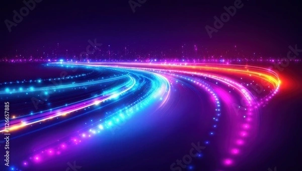 Obraz A colorful, swirling line of light with a red and orange stripe