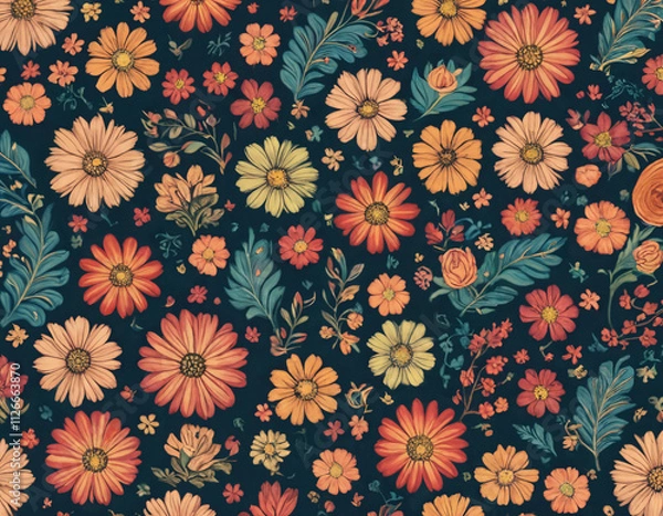 Fototapeta seamless pattern with flowers