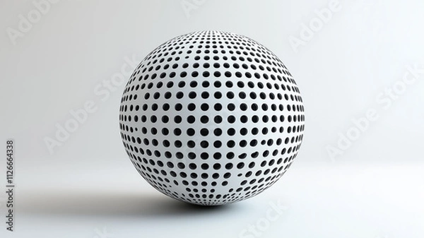 Fototapeta Abstract sphere with dotted pattern. Geometric design, 3D render.