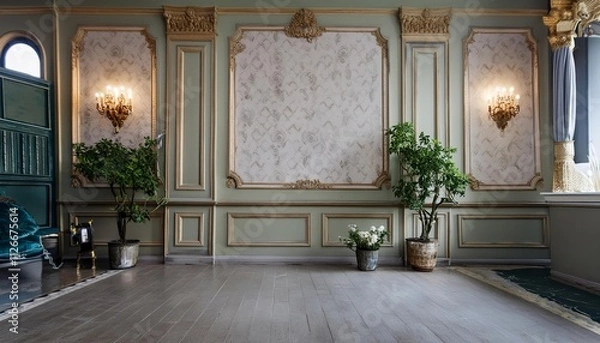 Fototapeta Classic and Vintage Luxury Wall Backdrop - A Timeless Elegance for Photography and Events, Perfect for Weddings, Parties, and Celebrations, Enhancing Any Space with Sophisticated Charm