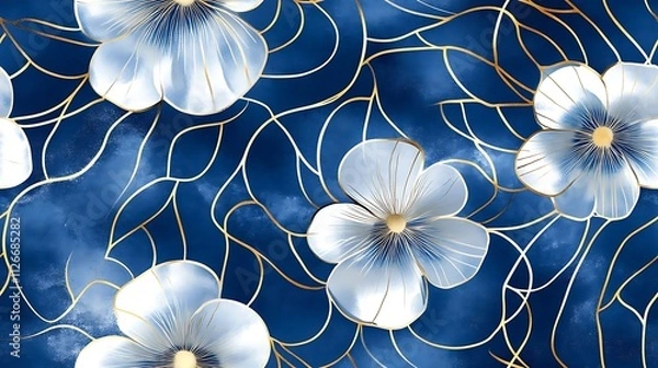 Obraz Serene Bloom,Whispers of Spring,Celestial Garden,Abstract Floral Design,Shimmering Petals