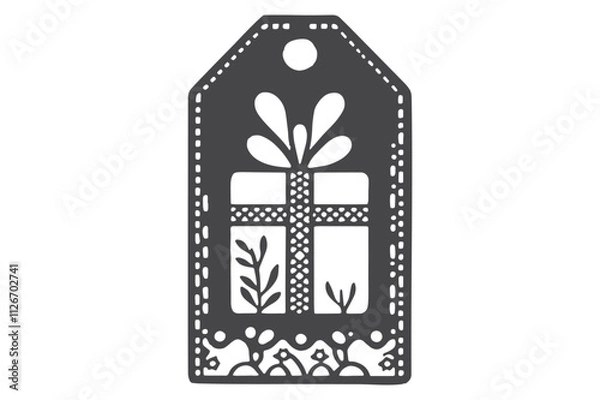 Obraz Christmas Gift Tag SVG Cut File, Holiday Gift Tags Vector Design for Cricut & Silhouette, 