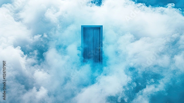 Fototapeta door in clouds sky heaven