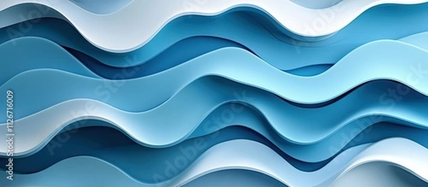 Fototapeta Abstract Blue Wave Pattern: Serene Digital Art
