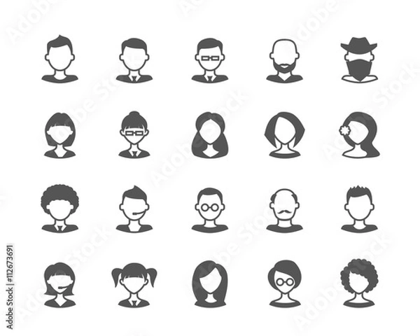 Fototapeta User faces set of flat vector icons. Fully scalable.