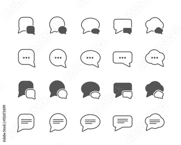 Fototapeta Dialog bubbles of different shapes. Set of flat vector icons. Fully scalable
