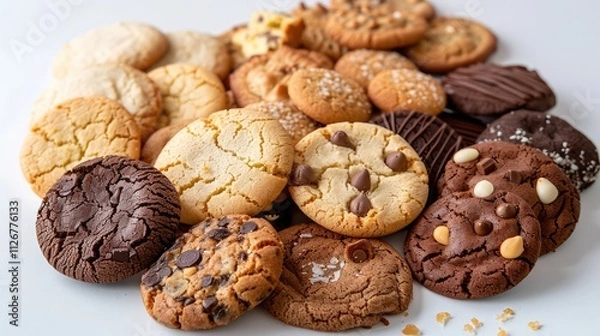 Obraz Cookie Heaven: Crunchy cookies in assorted flavors on a white transparent background