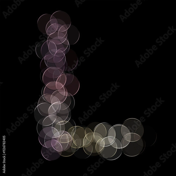 Fototapeta The letter "L" of the English alphabet made by Optical illusion swirl isolated on black background, Circular neon lights, Purple, Grey color, Circular neon lights, Illustration design, Alphabet A-Z