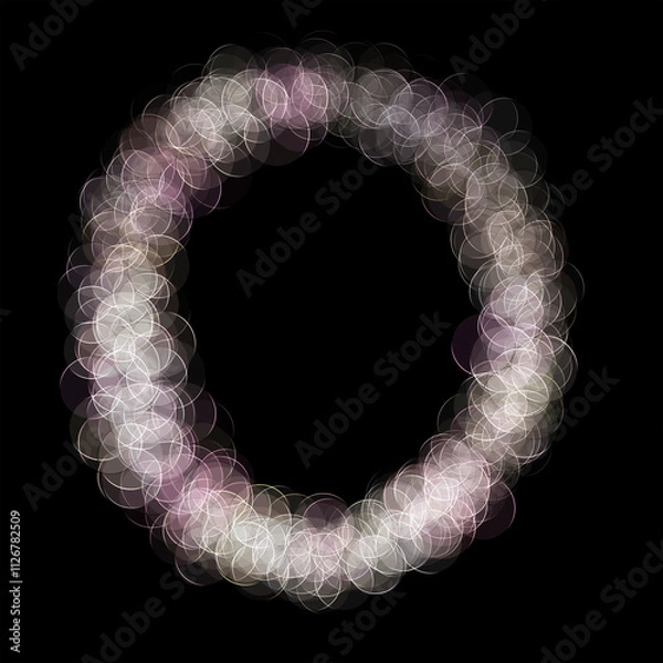 Fototapeta The letter "O" of the English alphabet made by Optical illusion swirl isolated on black background, Circular neon lights, Purple, Grey color, Circular neon lights, Illustration design, Alphabet A-Z