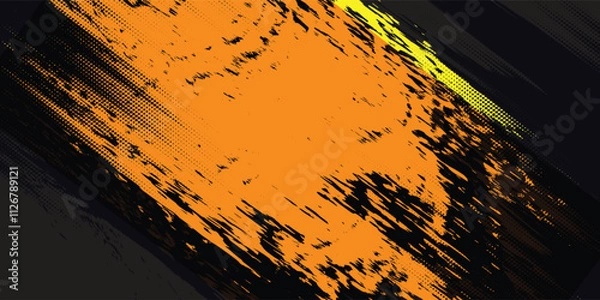 Obraz Abstract Sport Grunge Style Background. Grunge Yellow Texture In Dark Background.