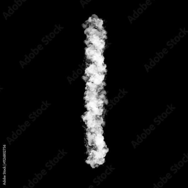 Fototapeta The letter "I" of the English alphabet made by Sky or Cloud effect, White color, Fog or smoke isolated on black background,  Mist or smog Special effect, Illustration design, Alphabet A-Z