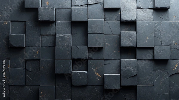 Fototapeta Abstract geometric pattern with dark black and anthracite gray tones, showcasing symmetry and texture. The design evokes mystery, sophistication, and modernity, ideal for creative projects