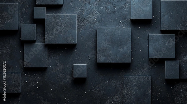 Fototapeta Abstract geometric pattern with dark black and anthracite gray tones, showcasing symmetry and texture. The design evokes mystery, sophistication, and modernity, ideal for creative projects