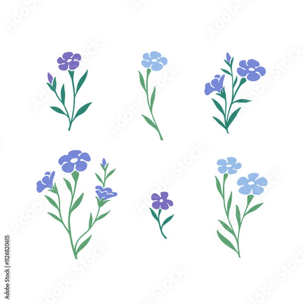 Obraz Handdraw flower print. Stylized flax flower illustration for prints, clothing, pattern, packaging and postcards.