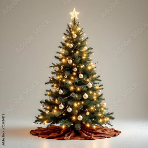 Obraz Luxury Christmas Tree White Background
