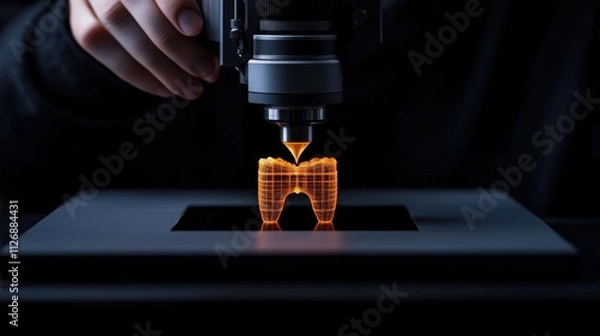 Fototapeta Advanced 3d printing technology: creating a dental crown with precision laser techniques