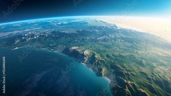 Fototapeta Ultra detailed, photorealistic image of Earth from space